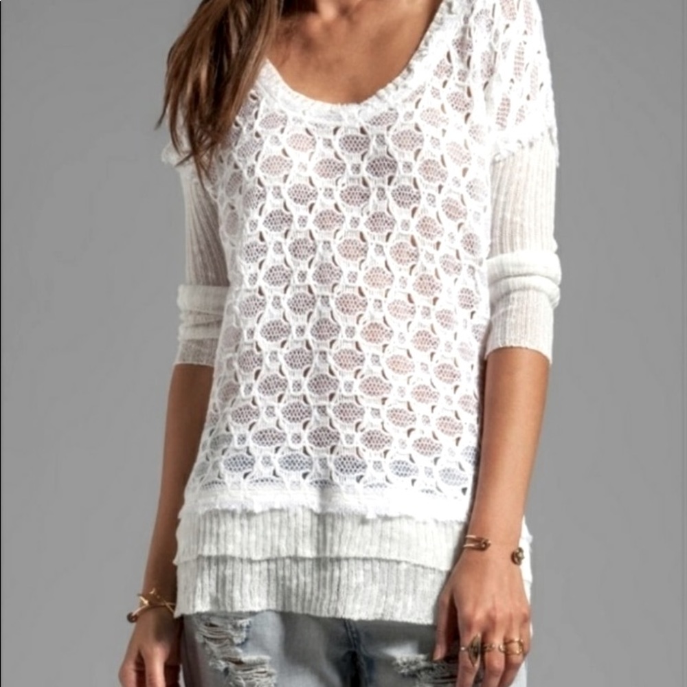 NWT Free People Cream Open Knit Sweater